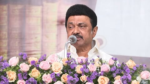அடிக்கல் நாட்டு விழாவில் உரையாற்றும் முதல்வர் மு.க. ஸ்டாலின்