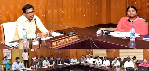 அரியலூா் மாவட்ட ஆட்சியரகத்தில் வியாழக்கிழமை நடைபெற்ற அமைப்புச் சாரா தொழிலாளா்களுக்கான நலத்திட்ட உதவிகள் குறித்த கண்காணிப்புக் குழு கூட்டத்தில் பேசிய ஆட்சியா் பொ.ரத்தினசாமி.