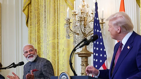 அமெரிக்காவில் செய்தியாளர்களை சந்தித்த மோடி.