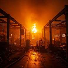 லத்தேரி அருகே ஊதுபத்தி தொழிற்சாலையில் பற்றி எரியும் தீ.