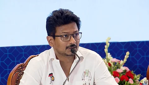 தொகுதி மறுசீரமைப்புக்கு எதிரான கூட்டு நடவடிக்கைக் குழுக் கூட்டத்தில் பேசும் துணை முதல்வர் உதயநிதி ஸ்டாலின்