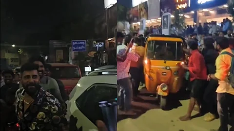 ரசிகர்கள் கூட்டத்தினால் ஆட்டோவில் தப்பிச் சென்ற நடிகர் விக்ரம். 