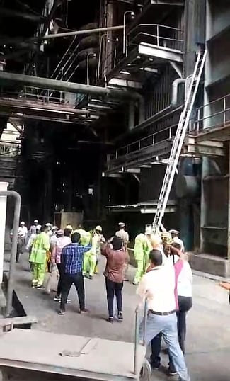 வட சென்னை அனல் மின் நிலையத்தில் நடைபெற்ற போா் பாதுகாப்பு ஒத்திகை.