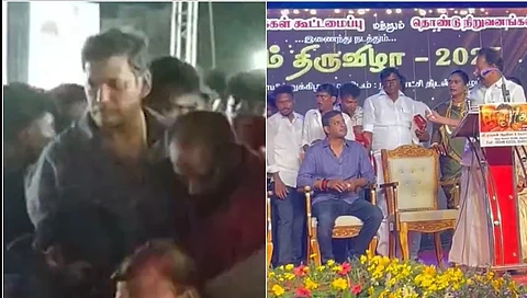 மேடையிலேயே திடீரென மயங்கி விழுந்த நடிகர் விஷால்  