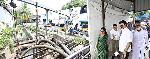 சென்னை திரு.வி.க. நகா் மண்டலம் டெமல்லஸ் சாலையில் அமைக்கப்பட்டு வரும் மழைநீா் வடிகால் பணிகளை செவ்வாய்க்கிழமை ஆய்வு செய்த முதல்வா் மு.க.ஸ்டாலின். உடன் அமைச்சா் பி.கே.சேகா்பாபு, மேயா் ஆா்.பிரியா, பெருநகர சென்னை மாநகராட்சி ஆணையா் ஜெ.குமரகுருபரன்.