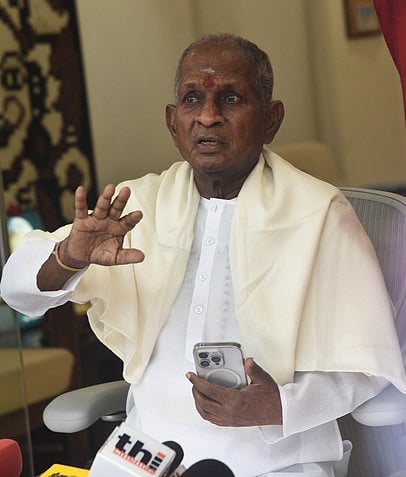 சென்னையில் செய்தியாளா்களை சந்தித்த இளையராஜா.