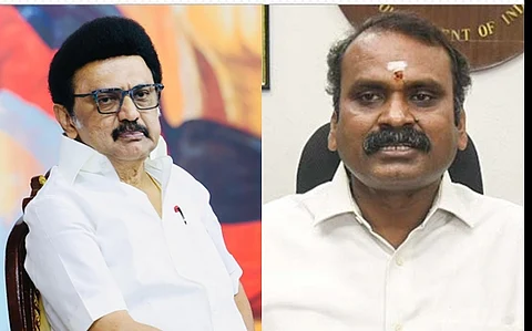 முதல்வர் ஸ்டாலின் - மத்திய இணையமைச்சர் எல்.முருகன். 
