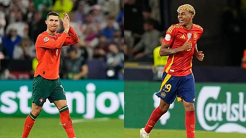 ronaldo, lamin yamal. (photos from AP)