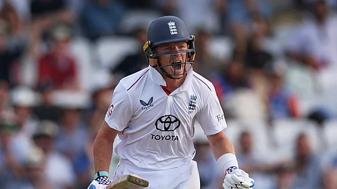 Ollie Pope expresses joy after scoring a century in the first innings