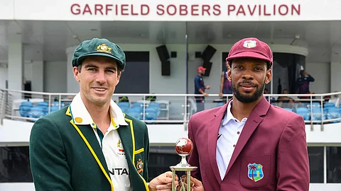 Captains of the Aussie and West Indies teams