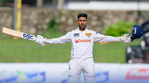 Nissanka is overjoyed to have scored a century...