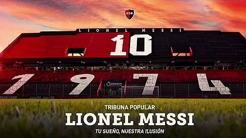 Messi's name on Newell's Old Boys' stadium