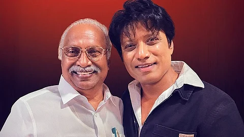 Producer Gokulam Gopalan with director S.J. Surya.