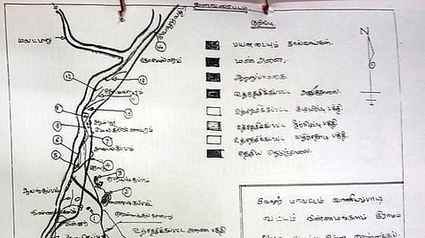 வெள்ளக்கல் கானாறு நீா்த்தேக்கத் திட்டத்துக்கான உத்தேச வரைப்படம்.