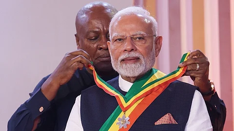 Prime Minister Narendra Modi has been honored with Ghana's highest award. 