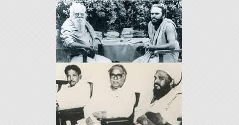 பெரியார், அண்ணா, கருணாநிதியுடன் தவத்திரு குன்றக்குடி அடிகளார்