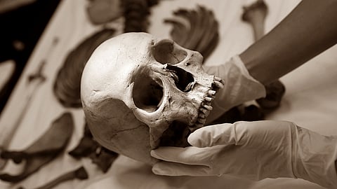 காவல் நிலைய வளாகத்தில் கிடந்த மனித மண்டை ஓடு, எலும்புகளால் அதிர்ச்சி!