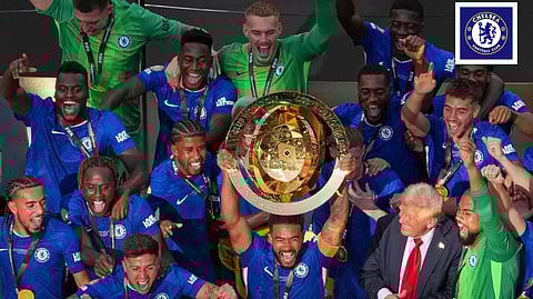 Chelsea teammates with the Club World Cup. With Trump.