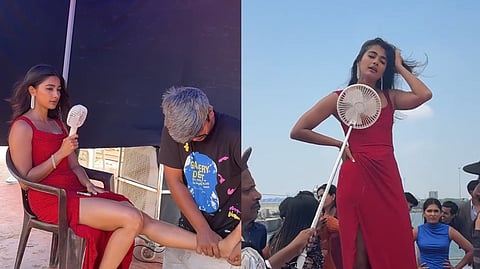 Pooja Hegde shared footage from the shooting of the song Monica.