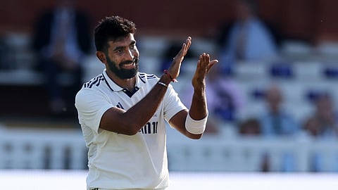 India's Jasprit Bumrah applauses during the third cricket test match between England and India