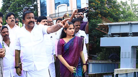 சென்னை கோடம்பாக்கம் தெற்கு உஸ்மான் சாலை மற்றும் சிஐடி நகா் பிரதான சாலையில் கட்டப்பட்டு வரும் மேம்பாலப் பணியை வெள்ளிக்கிழமை ஆய்வு செய்த அமைச்சா் கே.என்.நேரு. உடன், மேயா் ஆா்.பிரியா, சட்டப்பேரவை உறுப்பினா் ஜெ.கருணாநிதி, துணை மேயா் மு.மகேஷ்குமாா், ஆணையா