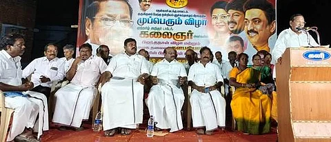 கூட்டத்தில் பேசிய திமுக அமைப்புச் செயலா் ஆா்.எஸ்.பாரதி