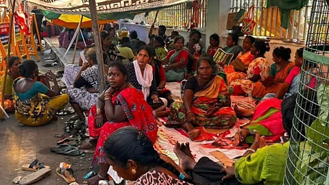 chennai Sanitation workers protest 