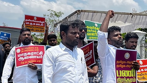 போராட்டத்தில் ஈடுபட்ட தூய்மைப் பணியாளா்கள் 800 போ் மீது வழக்குப் பதிவு