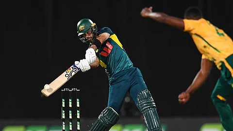 Glenn Maxwell of Australia bats during the T20 international cricket match between Australia and South Africa in Darwin