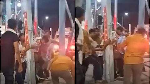 ராணுவ வீரரை கட்டி வைத்து தாக்கும் காட்சி 