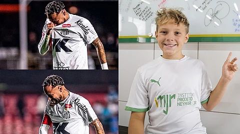 Neymar and his son Luca, distraught by the defeat.