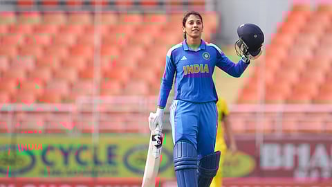 Smriti Mandhana century celbration against australia. 