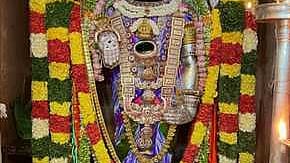 ஸ்ரீவில்லிபுத்தூா் அருகேயுள்ள திருவண்ணாமலை கோயிலில் சிறப்பு அலங்காரத்தில் ஸ்ரீநிவாசப் பெருமாள்.