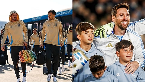 Argentina team, Messi with children.