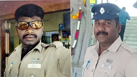  பெண் பக்தரை பாலியல் வன்கொடுமை செய்ததாக கைது  செய்யப்பட்ட காவலா்கள் சுந்தா், சுரேஷ்ராஜ். 