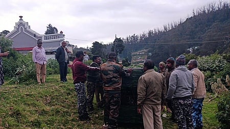 சிறுத்தையைப் பிடிக்கும் பணி தீவிரம்: கூண்டை இடமாற்றிய வனத் துறையினா்
