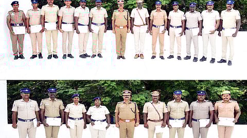 சிறப்பாகப் பணியாற்றிய 
காவலா்களுக்கு சான்றிதழ்