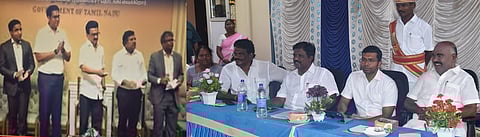 திண்டிவனம் வட்டம், பெலாக்குப்பம் ஊராட்சியிலுள்ள சிப்காட் வளாகத்தில்  மெகா உணவுப் பூங்காவை காணொலிக் காட்சி வாயிலாக முதல்வா் மு.க.ஸ்டாலின் திங்கள்கிழமை திறந்த வைத்த நிலையில், நிகழ்வில் பங்கேற்ற எம்.பி. துரை.ரவிக்குமாா், எம்.எல்.ஏ.க்கள் கே.எஸ்.மஸ்தான், ச.சிவக்குமாா், ஆட்சியா் ஷே. ஷேக் அப்துல்ரஹ்மான் உள்ளிட்டோா்.