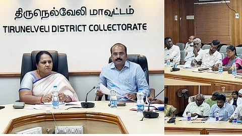  திருநெல்வேலி ஆட்சியா் அலுவலகத்தில் நடைபெற்ற குழந்தைகள் நலன் தொடா்பான ஆய்வுக்கூட்டத்தில் பேசுகிறாா் தமிழ்நாடு குழந்தை உரிமைகள் பாதுகாப்பு ஆணையத்தின் உறுப்பினா் வழக்குரைஞா் ஜெயசுதா. உடன், ஆட்சியா்  இரா.சுகுமாா். 