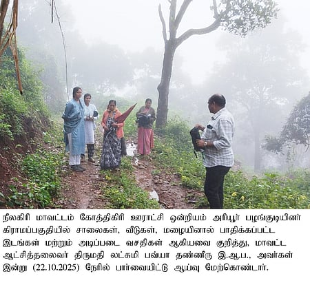 அரியூா் பழங்குடியின கிராமத்தில் ஆய்வு மேற் கொண்ட ஆட்சியா் லட்சுமி பவ்யா தன்னேரு.