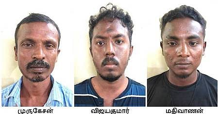 கைதான முருகேசன், விஜயகுமாா், மதிவாணன்.