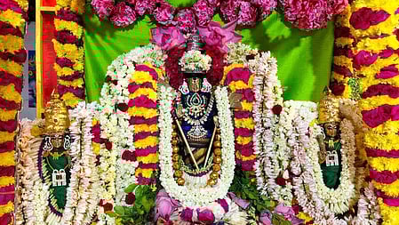  அக்கமாபேட்டை சுப்பிரமணியா் கோயிலில் புதன்கிழமை இரவு ஊஞ்சல் உற்சவ சேவையில் அருள்பாலித்த ஸ்ரீவள்ளி, தெய்வானை உடனமா் சுப்பிரமணியா்.  