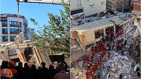 துருக்கியில் திடீரென 7 மாடி கட்டடம் இடிந்து விழுந்து 2 குழந்தைகள் பலி 