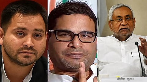 Tejashwi Yadav, Prashant Kishor, Nitish Kumar.