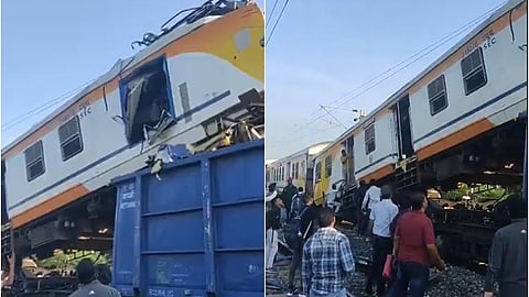 சரக்கு ரயிலுடன் மோதி தடம் புரண்ட பயணிகள் ரயில்