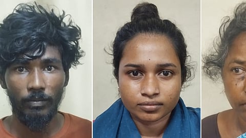 சென்னை கண்ணகி நகரில் குழந்தை விற்பனை வழக்கில் கைது செய்யப்பட்டவா்கள் (இடமிருந்து) சுகயா மரி, ஸ்ரீஜோ, சிவரஞ்சனி, சரளா, வினிஷா.