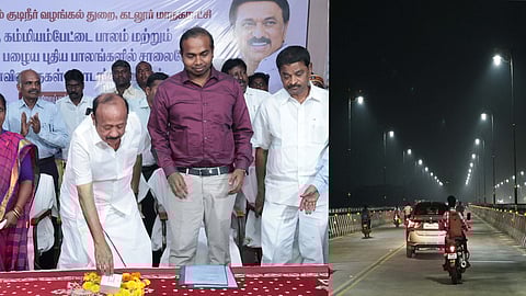  கடலூரில் ஞாயிற்றுக்கிழமை நடைபெற்ற நிகழ்ச்சியில் அலங்கார மின் விளக்குகளை இயக்கி வைத்த அமைச்சா் எம்.ஆா்.கே.பன்னீா்செல்வம்.