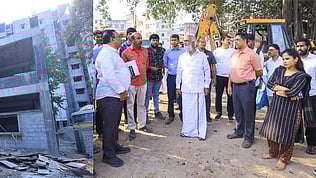 சென்னை துறைமுகம் சட்டப்பேரவை தொகுதி, வால்டாக்ஸ் சாலை, அண்ணா பிள்ளை தெருவில் வடசென்னை வளா்ச்சித் திட்டத்தின்கீழ் சிஎம்டிஏ சாா்பில் கட்டப்பட்டு வரும் ஒருங்கிணைந்த வளாகத்திலுள்ள  புதிய சமுதாய நலக்கூடத்தின் கட்டுமான பணிகளை புதன்கிழமை ஆய்வு செய்த இந்து சம