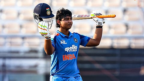 Vaibhav Suryavanshi expresses joy after scoring a century