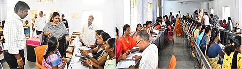 பிஎல்ஓ செயலியில் பதிவு செய்யும் பணியை ஆய்வு செய்த ஆட்சியா் க.சிவசௌந்திரவல்லி.   